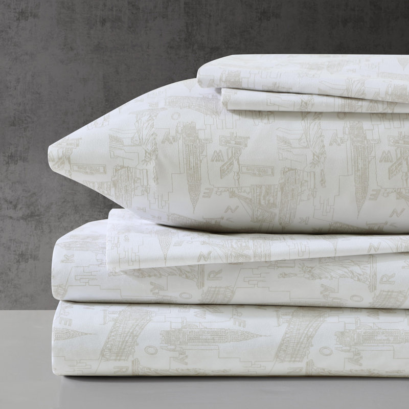 Kenneth Cole Chill Bonus Sheet Set, Beige, Full Sheet Set with 4 Standard Pillowcases
