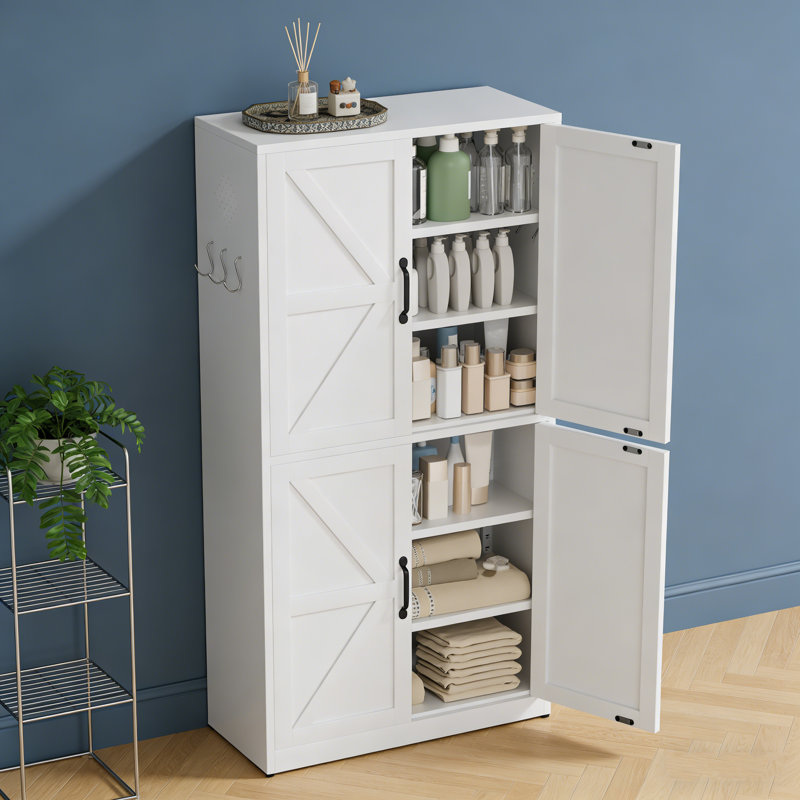 Garde-manger en acier Harriet avec tablettes réglables robustes pour le rangement dans plusieurs pièces et la protection contre la poussière.