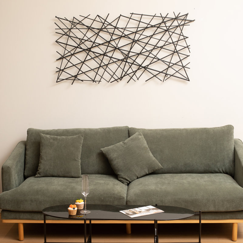 Polaris Rectangle Linear Metal Abstract Wall Art, Black