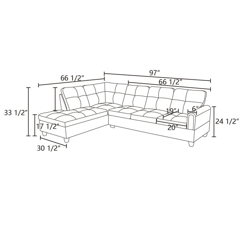 Renford Upholstered L-Shaped Sectional, Left Hand Facing, Red Faux Leather
