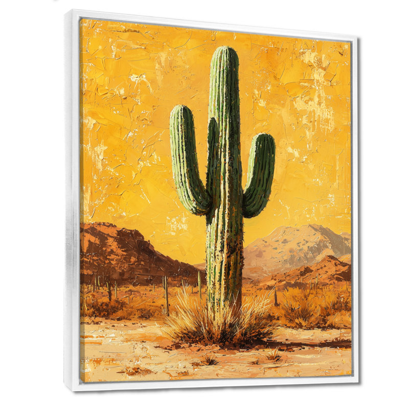 Marleana Cactus and the Desert Heat I - Cactus, reproduction d'art sur toile, H 40 po x l 30 po, Blanc