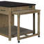 Chariot de cuisine extensible avec rangement pour tablettes, alimentation intégrée, îlot rétro + style rétro naturel, prises électriques