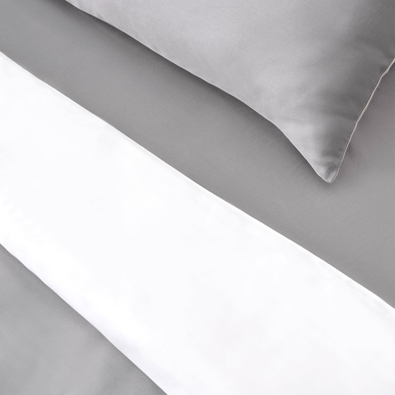 Garyson Cotton Solid Colour Duvet Cover Set with Pillowcases Included, King - 2 Standard Pillowcases, Powder Pink/Grey