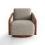 Upholstered Swivel Barrel Chair-1385574541