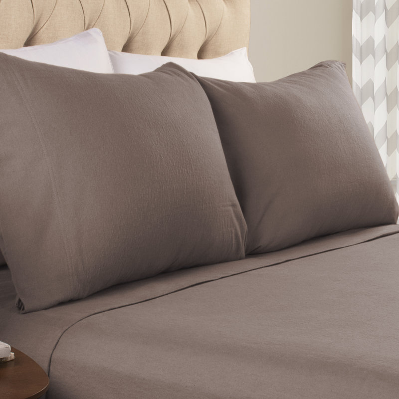 Modern All Season Solid Flannel Cotton Pillowcase, King Pillowcase, Gray