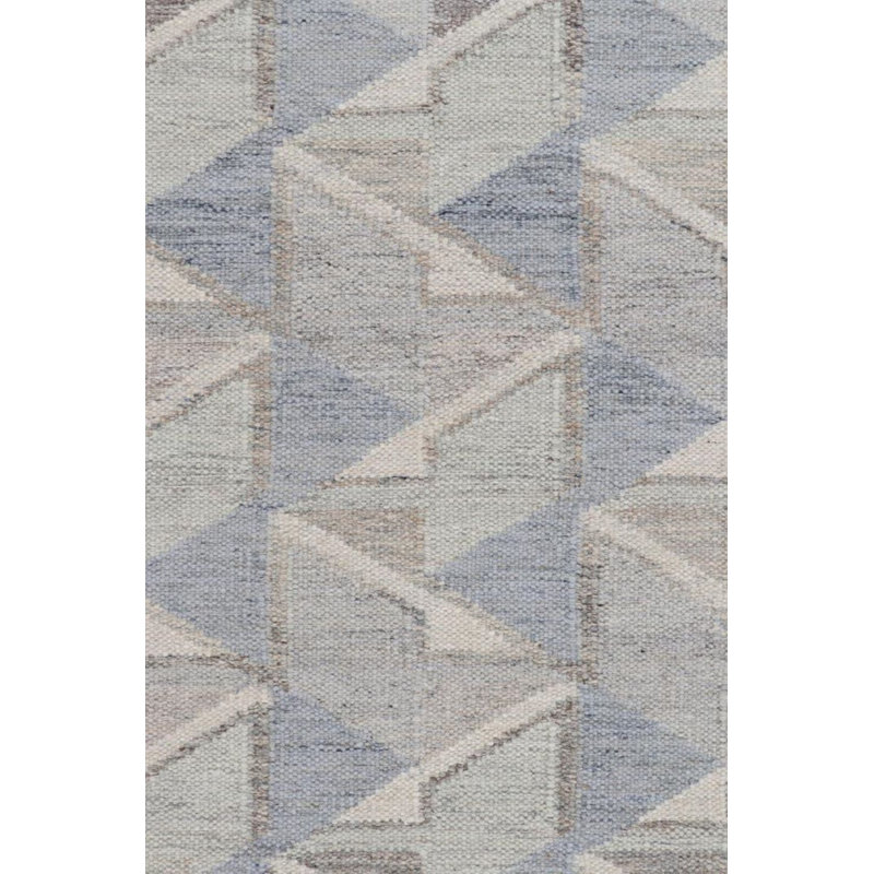 Scandinavian Kilim Wool Geometric Area Rug, Rectangle 5' x 7'