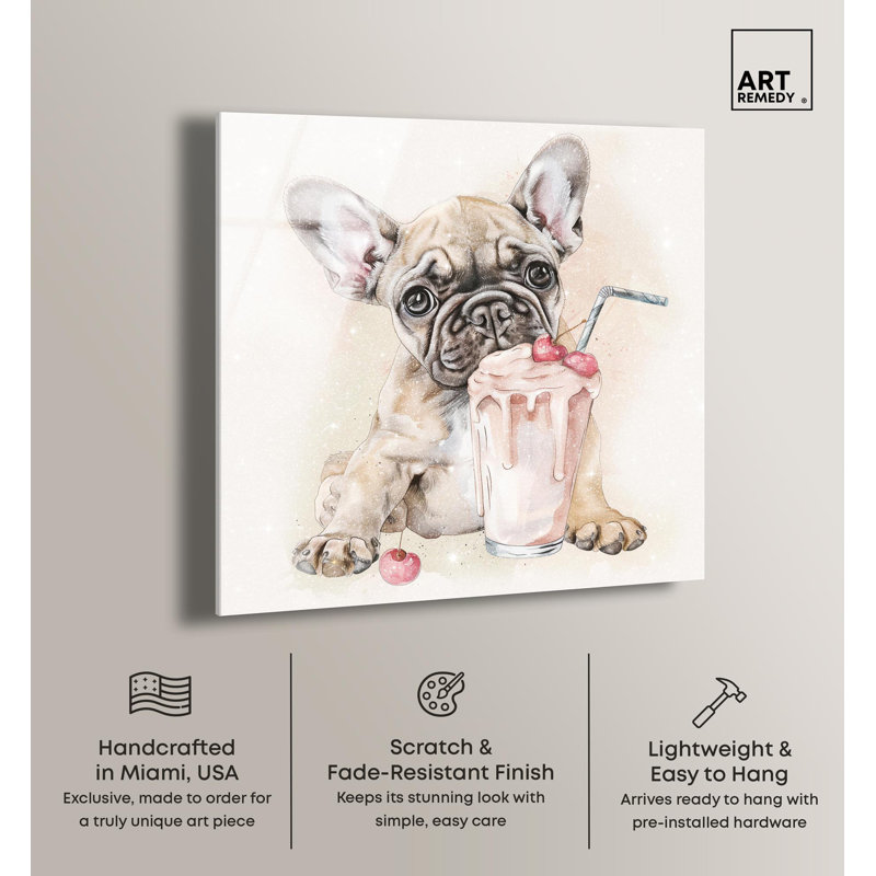 Impression sur toile Milkshake Frenchie, H 20 po x l 20 po