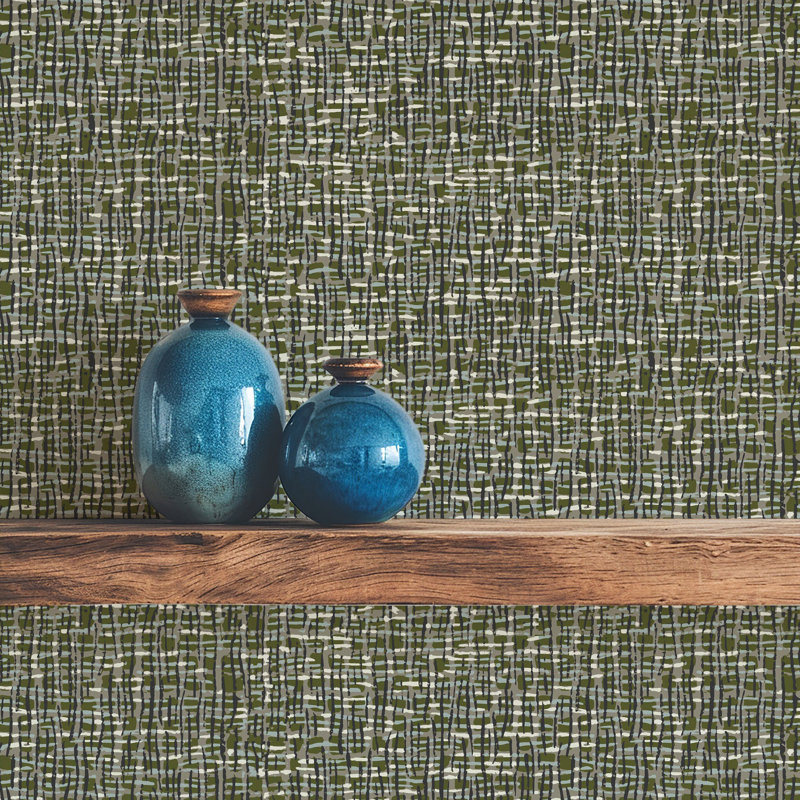 Atomic Weave - Wallpaper, Olive, Premium Paper