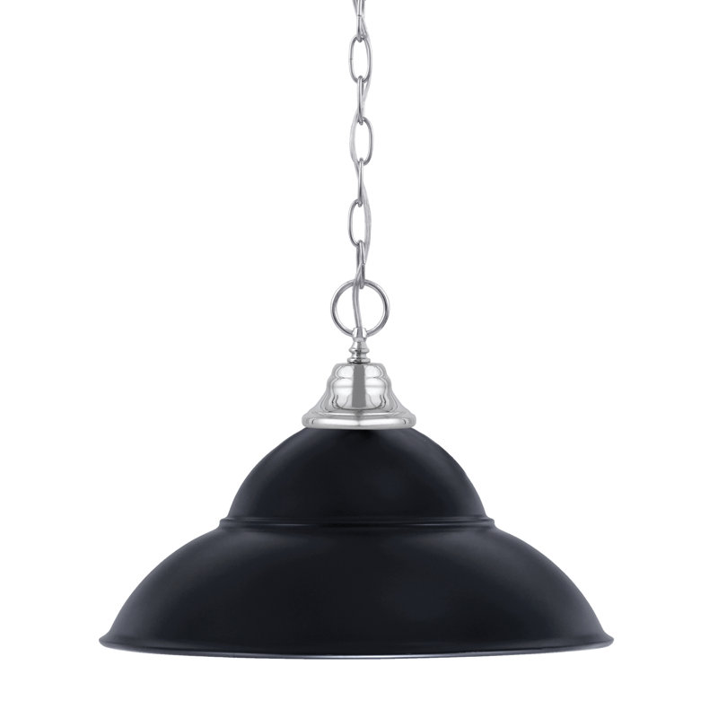 Luminaire suspendu en métal à double chaîne avec suspension Aeronwen,  Noir mat, H 11,25 po x l 16 po, Chrome