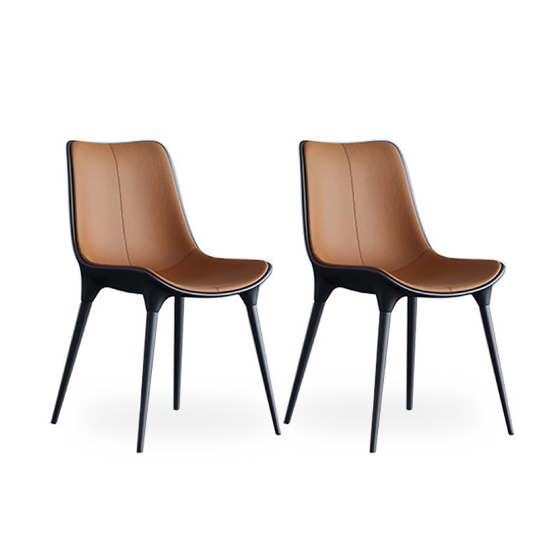 Chaise de salle à manger à dossier minimaliste en cuir italien résistant aux égratignures