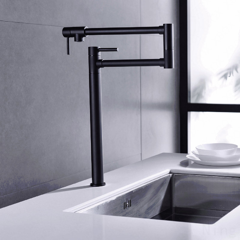 Robinet remplisseur de pot avec tige d'extension, Noir mat