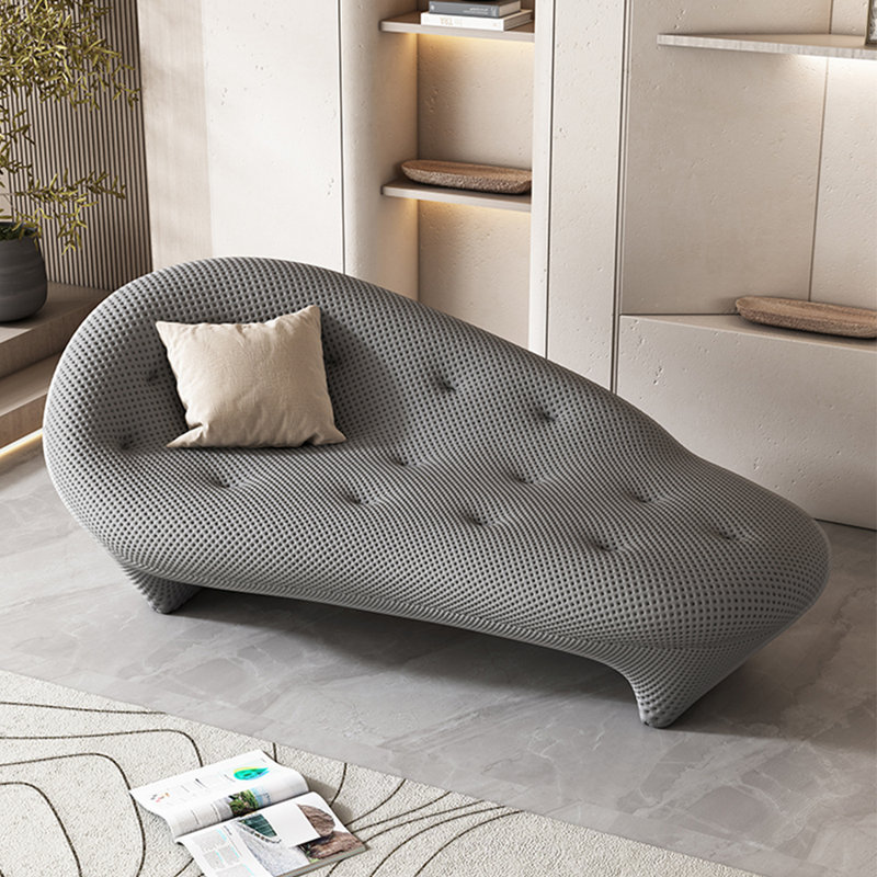 Chaise longue rembourrée Creative Simple Leisure Home, Gris foncé, Accoudoir à gauche (vu de face)