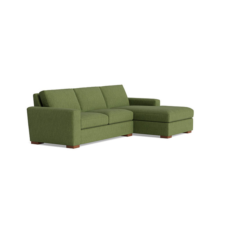 Couch Potato Chaise Sectional, Performance Weave - Basil, Right Hand Facing