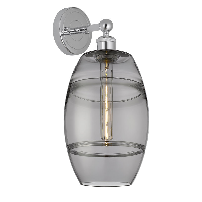 Bettylou Steel Armed Sconce, Polished Chrome, Light Smoke, 12.13" H x 8" W x 8.5" D