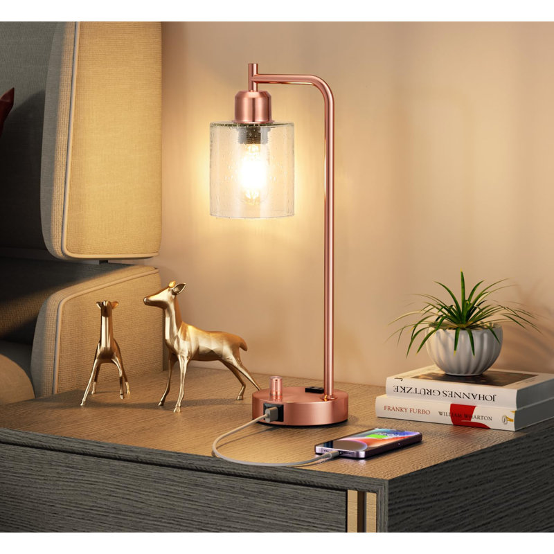 Lampe de table pour chambre à coucher, Doré, Blanc