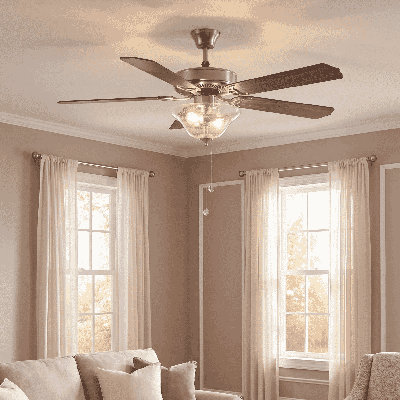 Ventilateur de plafond standard à 5 pales 52 po avec ensemble d'éclairage inclus Garrett