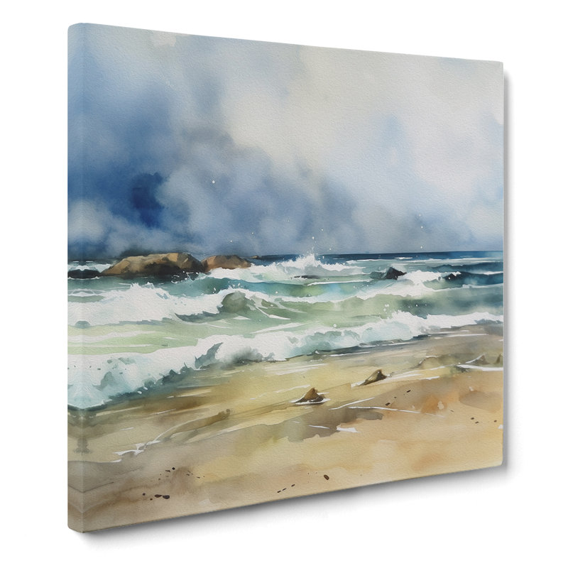 Beach Watercolour No.2 - No Frame Print, 35cm H x 35cm W x 3cm D