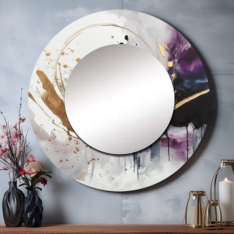 Circlar Design Solid Marble Art II - Abstract Marble Round Mirror Wall Decor_MTMIR60020, 29" x 29"