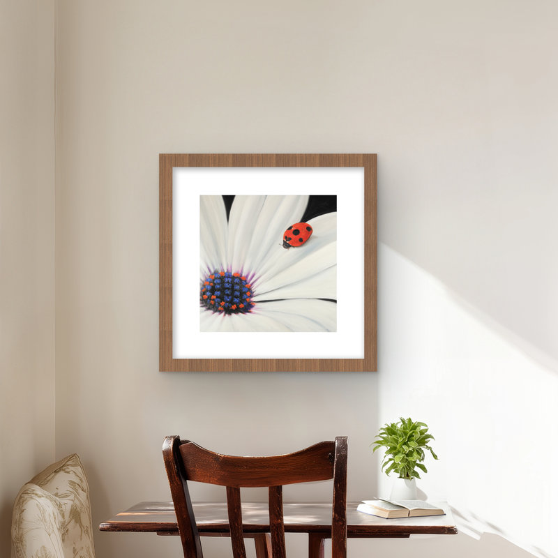 Imprimé marguerite blanche et coccinelle | Décoration de chambre à coucher insecte, Brun, H 16 po x l 16 po