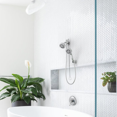Wall Mounted Round Shower Head Set With Hand Shower And Diverter Valve