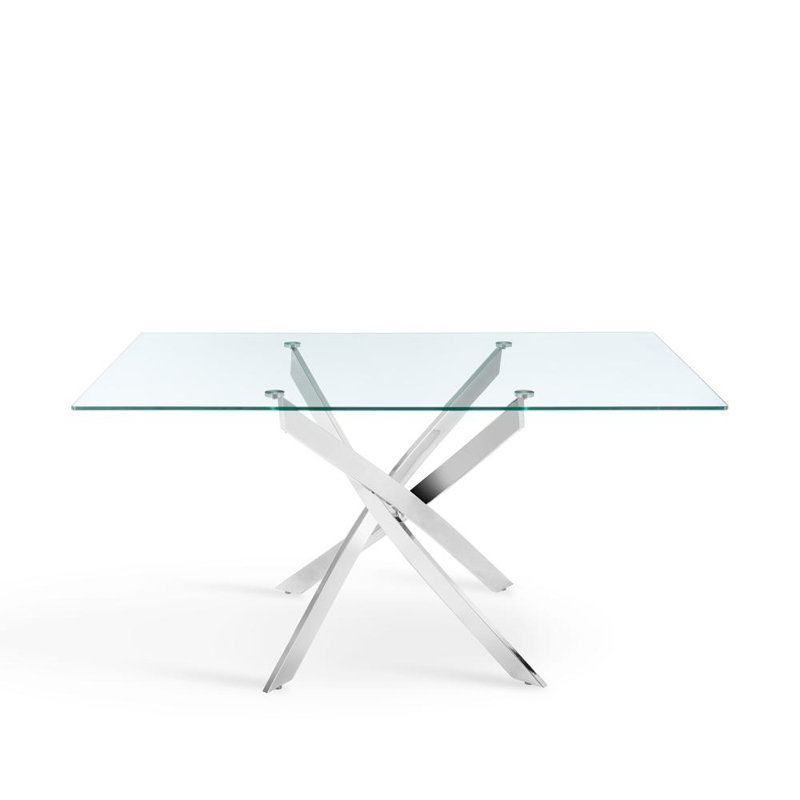 Dayeli Glass Top Metal Base Dining Table, 75cm H x 120cm L x 70cm W