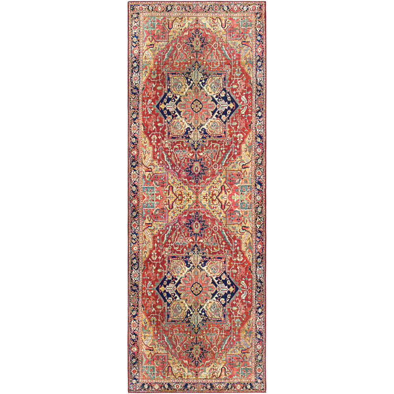 Tapis oriental rouille Fleckenstein, Tapis de couloir 2 pi 6 po x 7 pi 6 po