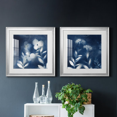 «Nature's Indigo I», ensemble de 2 reproductions d'art encadrées