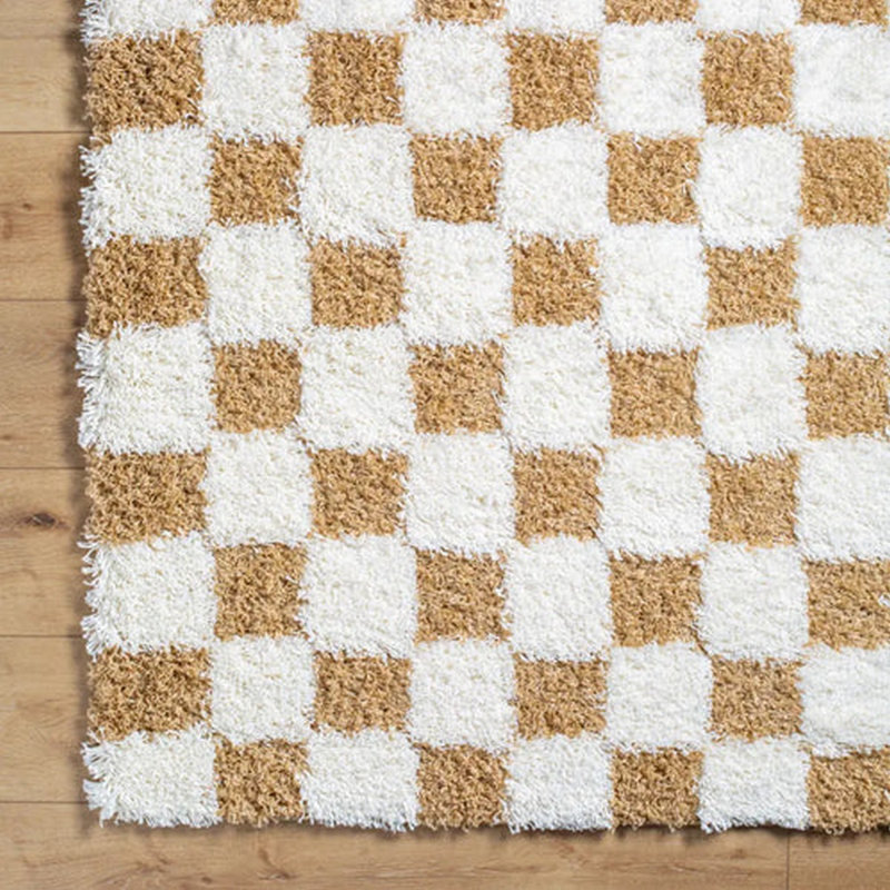 Modern Shaggy Rug, Chequered Easy to Clean Rug For Living Room, Dining Room, Bedroom, Kitchen, Rectangle 200 x 290cm