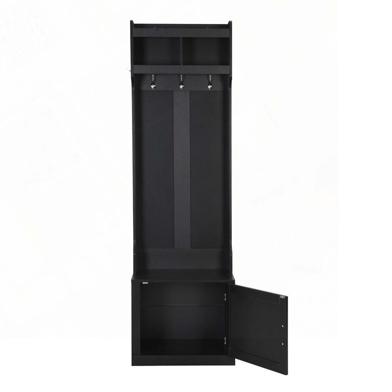 Pami Hall Tree with Bench and Shoe Storage, Black