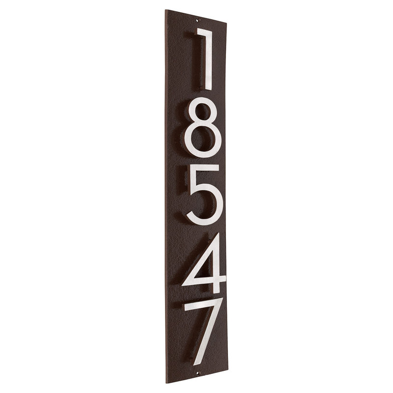 Plaque d'adresse verticale flottante de 6 po, Bronze romain / deux tons, Oui