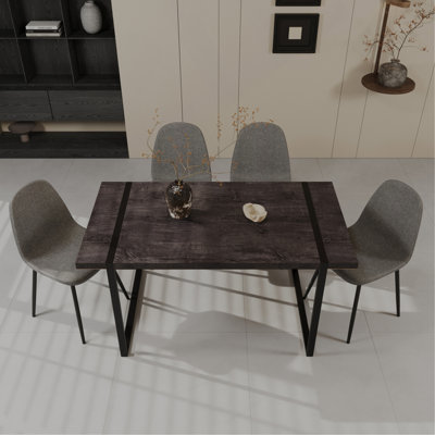 Ensemble de table de salle à manger en bois et panneau de fibres à densité moyenne 59 po.