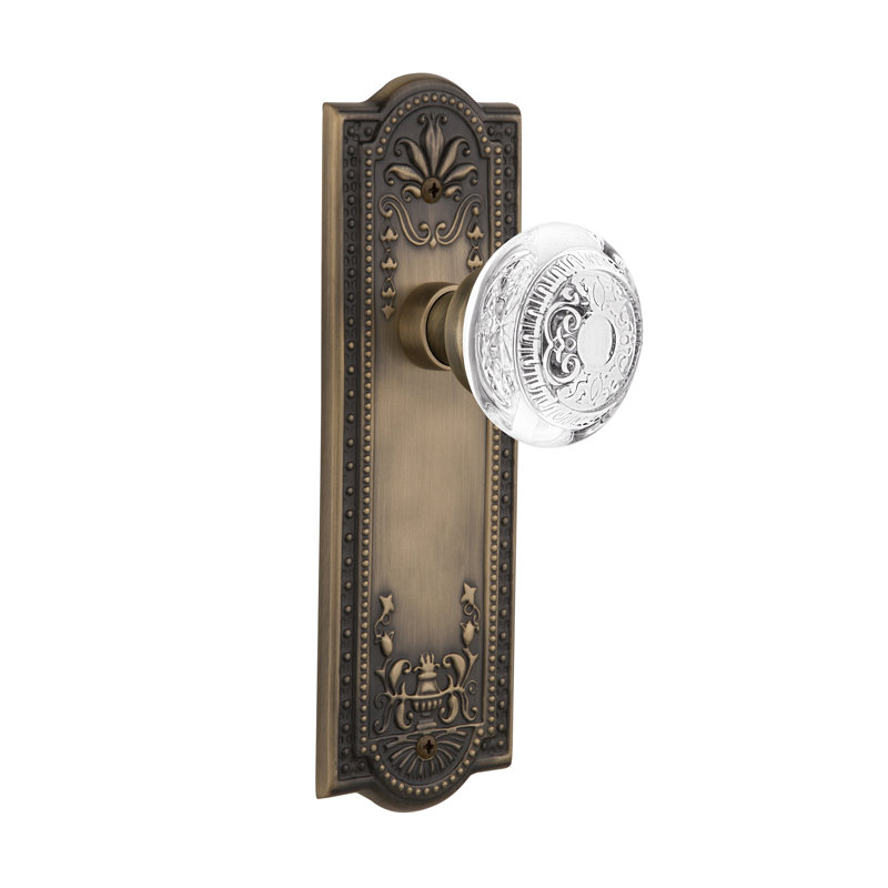 Meadows Plate with Crystal Egg & Dart Knob, Antique Brass