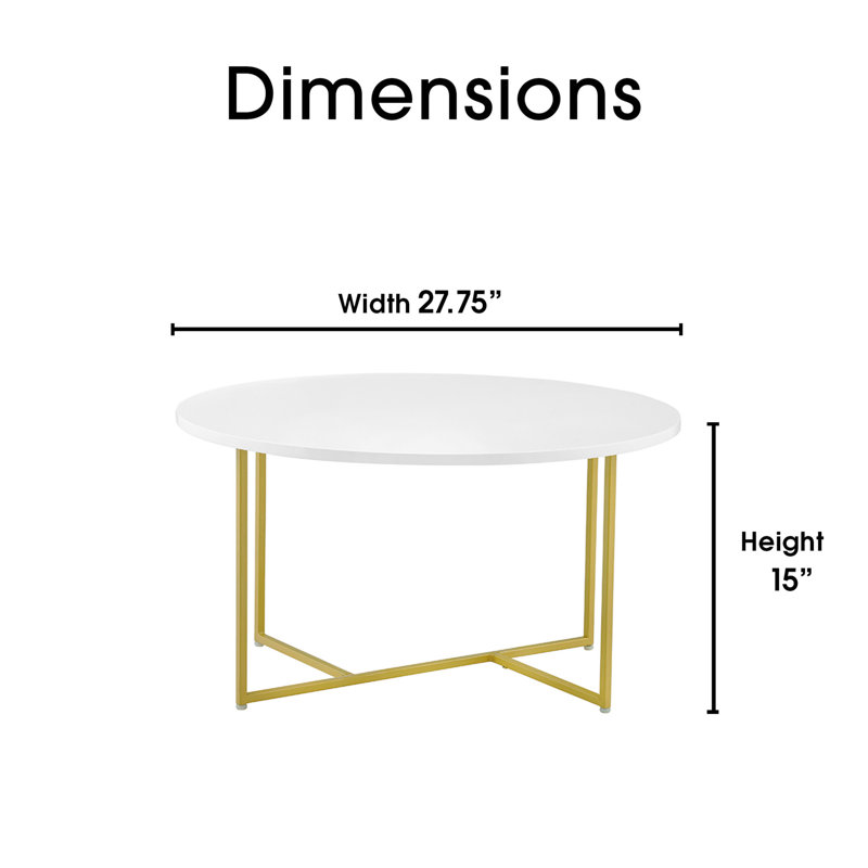 Modern Stevenson Round White & Gold Coffee Table with Storage