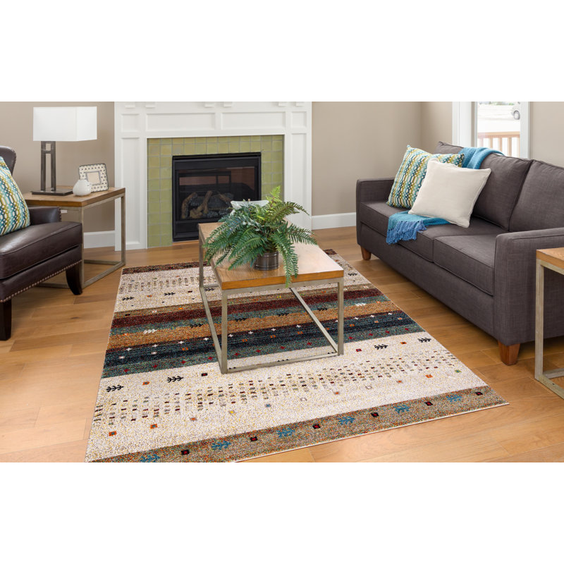 Aria-Jai Geometric Beige Area Rug, Rectangle 6'7" x 9'3"