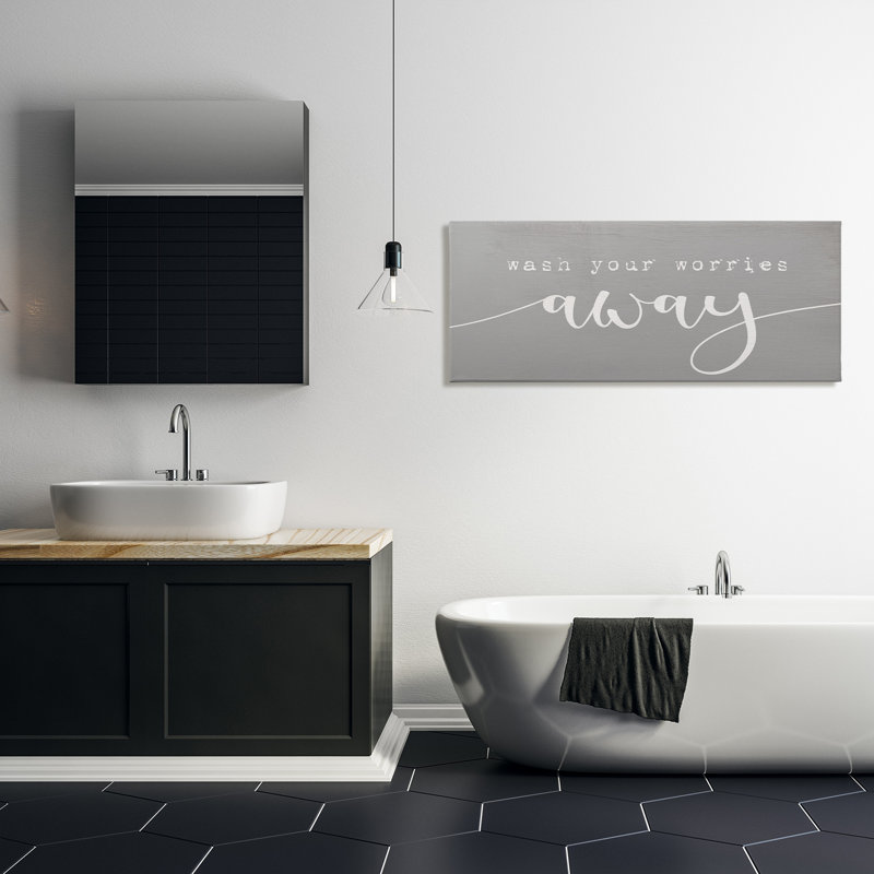 «Wash Your Worries Away» dans la salle de bain, H 13 po x l 30 po