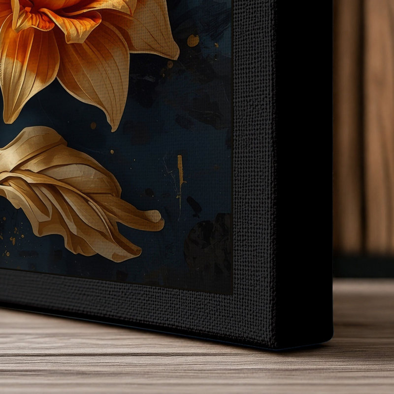 Golden Roses Study Botanical - Wrapped Canvas, Black Border, 24x16 - 61.0 x 40.6 cm