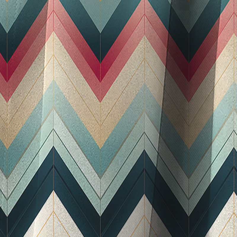 Ivory Boho Accents Chevron I - Chevron Curtain - Blackout Chevron Curtain - 1 Panels, 52" W x 95" L