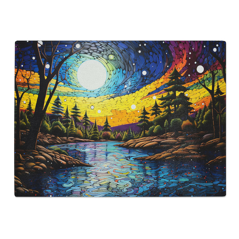 River Pop Art  Glass Chopping Board