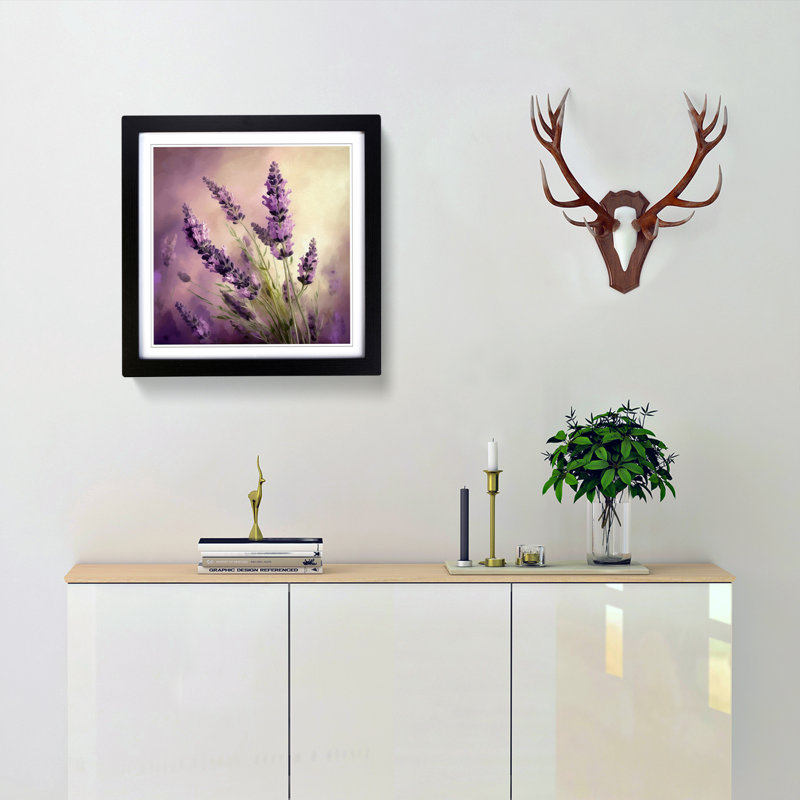 Lavender Flower Digital Art - Framed Print, Black Framed