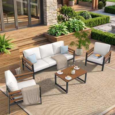 Kachig 4 Piece Sofa Seating Group With Sunbrella® Cushions