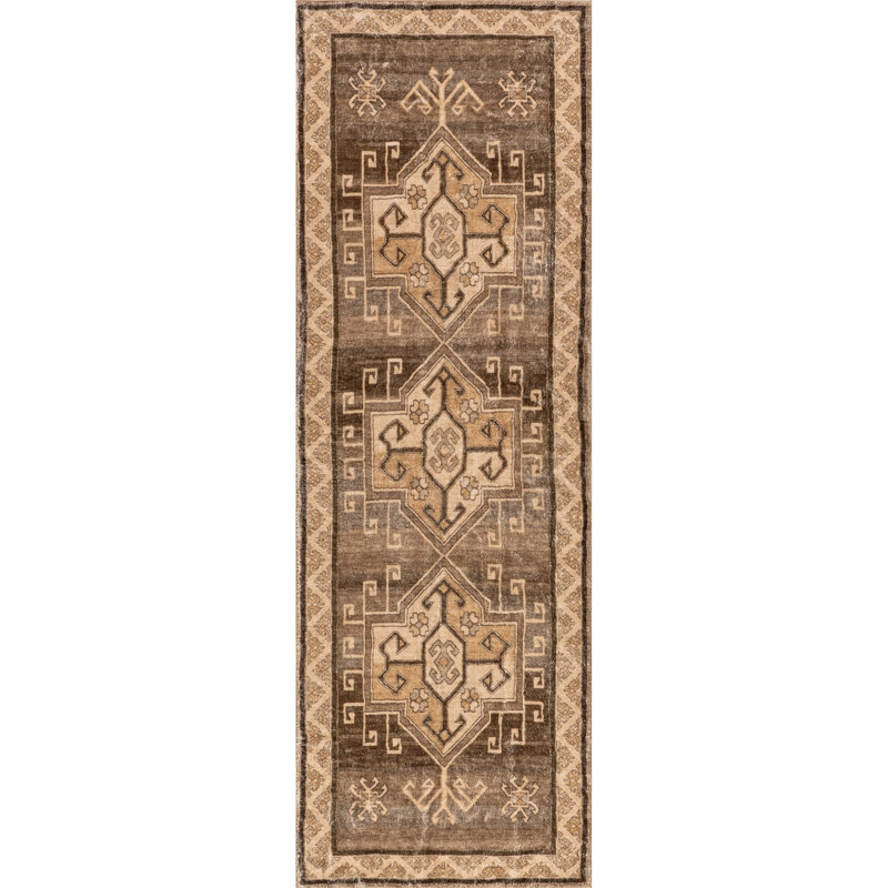 Peony Traditional Medallion Machine Washable Area Rug, Runner 2'6" x 8'