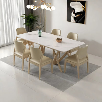 Artistic rock plate dining table and chair set