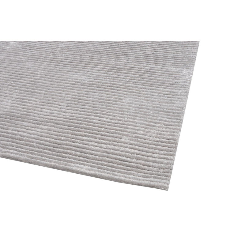 Tapis rayé argenté en laine / coton touffeté à la main 7 pi 9 po x 9 pi 9 po