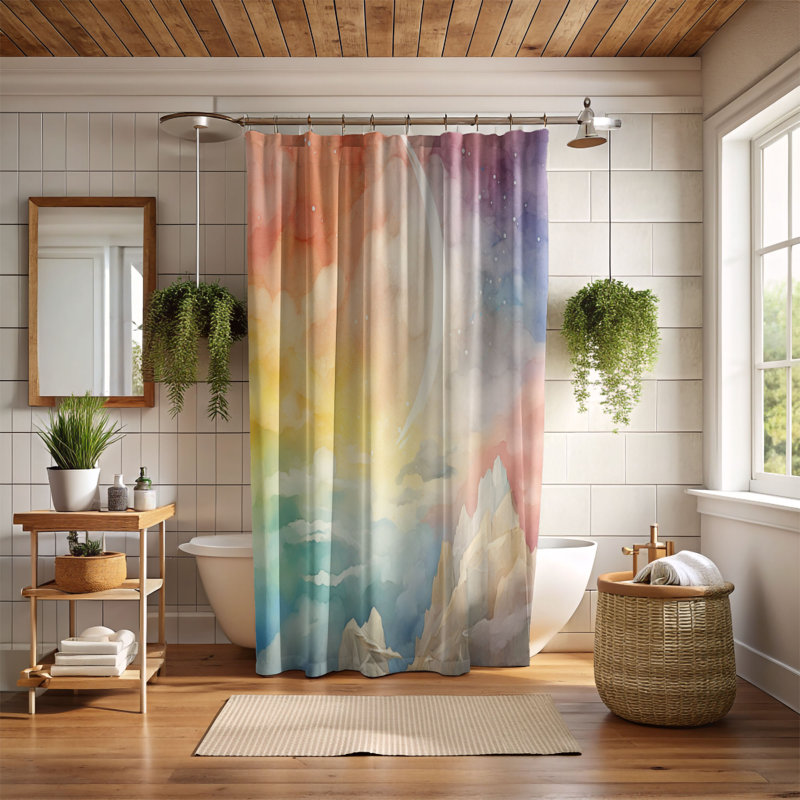 Rideau de douche standard 1 pièce Technicolor Sky, H 74 po x l 71 po
