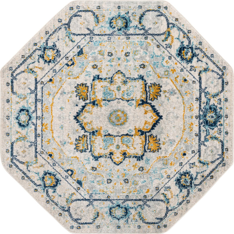 Ikat Indoor Rug, Octagon 5'3"