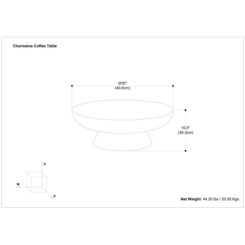 Goodlow 30"W Cast Aluminum Contemporary Round Coffee Table with Pedestal Base, Fully Assembled