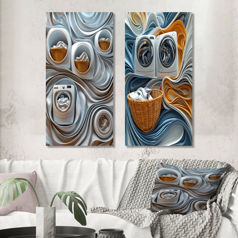 Ensemble de 2 pièces d'art mural gris, H 28 po x l 24 po, Toile tendue sur cadre, Ne s’applique pas