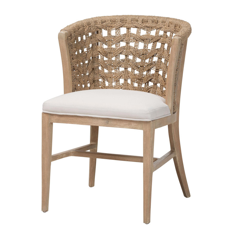 Chaise de salle à manger bali & pari Vellon en jonc de mer tressé et acajou blanchi
