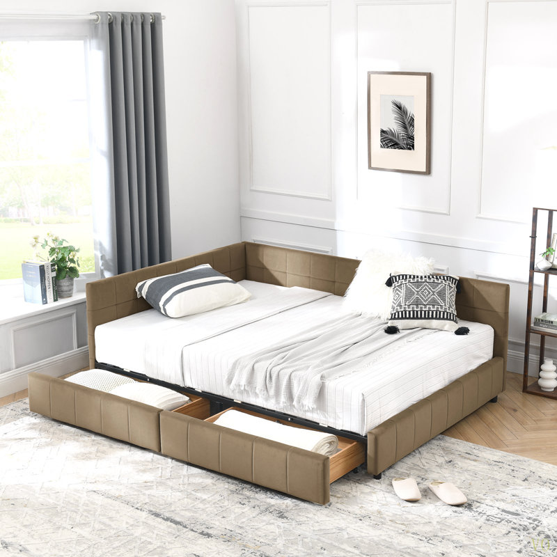 Full Size Storage Upholstered Tufted Bed Frame, Sofa Bed Frame With Comfortable Backrest And Armrests, Full Size Bed For Bedroom, Living Room,Velvet(80.5''*59''*29.5'')