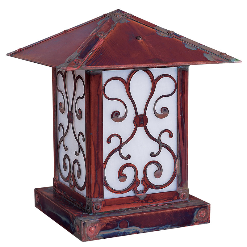 Hyler Pier Mount Light, 11" H x 9" W / Ashbury Filigree, Raw Copper, White Opalescent
